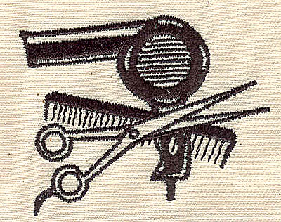 Embroidery Design: Hairdressers' tools2.44w X 1.94h