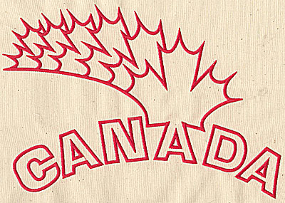 Embroidery Design: Canada with maple leaves 10.25w X 6.88h