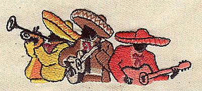 Embroidery Design: Mariachi band 3.25w X 1.38h