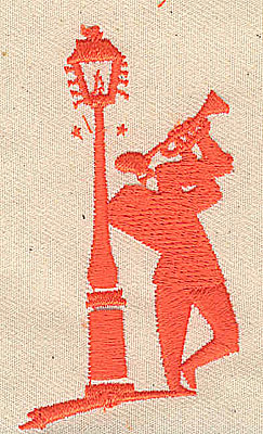 Embroidery Design: Trumpeter leaning on light post 1.63w X 2.94h