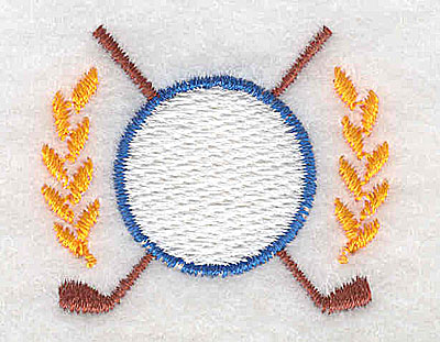 Embroidery Design: Crossed golf clubs and laurel leaves 1.56w X 1.31h