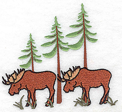 Embroidery Design: Moose with forest scenery 4.56w X 4.00h