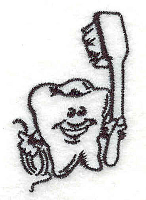 Embroidery Design: Tooth with toothbrush 1.44w X 2.15h