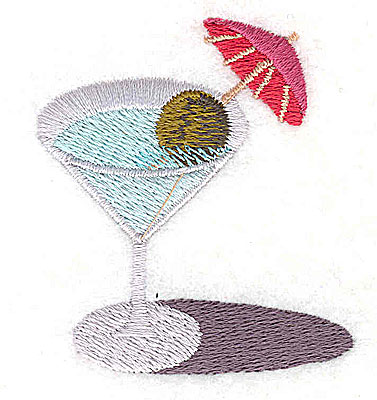 Embroidery Design: Martini with olive 2.00W x 2.19H