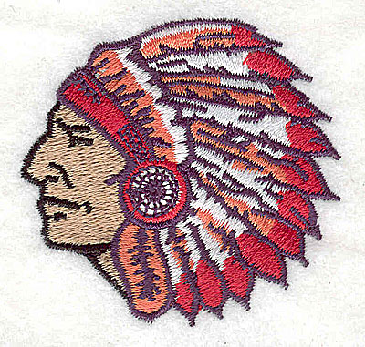 Embroidery Design: Indian head2.25w X 2.13h