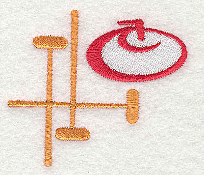 Embroidery Design: Curling stone and brooms 2.38w X 2.06h