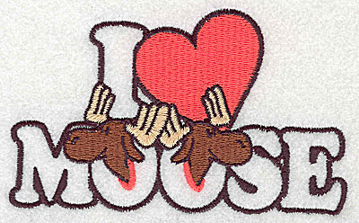 Embroidery Design: I Love Moose 4.69w X 2.81h