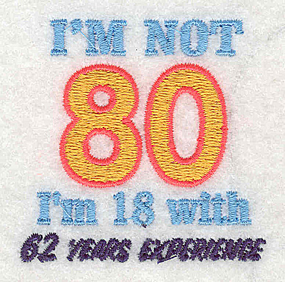 Embroidery Design: I'm not 80 2.19w X 2.19h