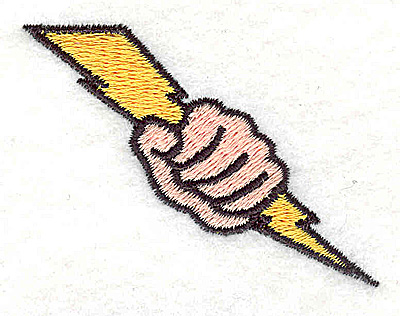 Embroidery Design: Lightning bolt in hand 2.25w X 1.69h