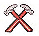 Embroidery Design: Crossed hammers 1.31w X 1.19h
