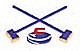 Embroidery Design: Curling stone and brooms 2.31w X 1.31h