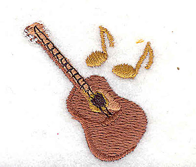 Embroidery Design: Guitar with musical notes 1.31w X 1.38h