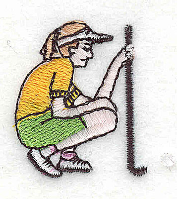 Embroidery Design: Female golfer with club 1.44w X 1.44h