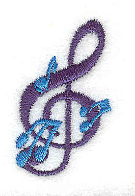 Embroidery Design: Treble clef with musical notes 0.88w X 1.50h