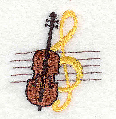 Embroidery Design: Violin with treble clef 1.38w X 1.50h