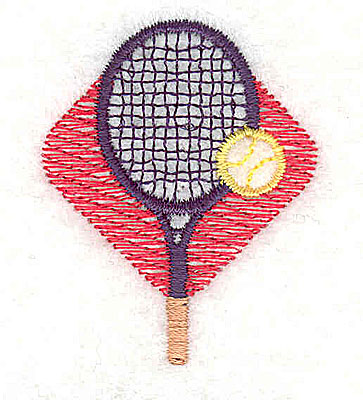 Embroidery Design: Tennis racquet with ball 1.31w X 1.63h