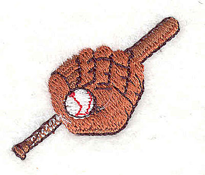 Embroidery Design: Baseball mit, ball and bat 1.44w X 1.19h