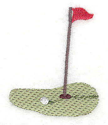 Embroidery Design: Golf green ball and flag 1.69w X 2.06h