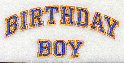 Embroidery Design: Birthday Boy 3.94w X 1.19h