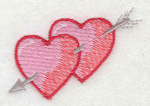 Embroidery Design: Two hearts with arrow 2.38w X 1.56h