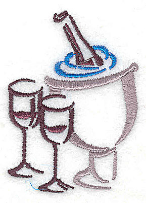 Embroidery Design: Champagne bucket and glasses 1.81w X 2.44h