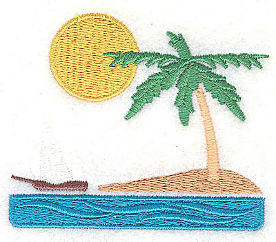 Embroidery Design: Island beach scene 2.94w X 2.44h