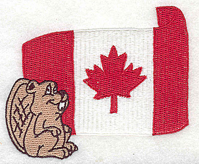 Embroidery Design: Canada flag with beaver 4.00w X 3.38h