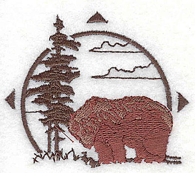 Embroidery Design: Forest scene with bear 2.69w X 2.31h