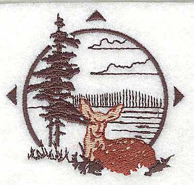 Embroidery Design: Forest scene with deer 2.69w X 2.50h