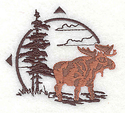 Embroidery Design: Forest scene with moose 2.75w X 2.44h