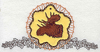 Embroidery Design: Moose in dream catcher applique  7.81w X 3.94h