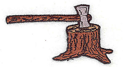Embroidery Design: Axe in stump 2.75w X 1.56h