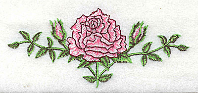 Embroidery Design: Rose with leaves 4.38w X 1.94h