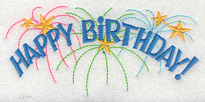 Embroidery Design: Happy Birthday 4.44w X 2.06h