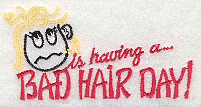 Embroidery Design: Bad Hair Day (female) 4.44w X 2.25h