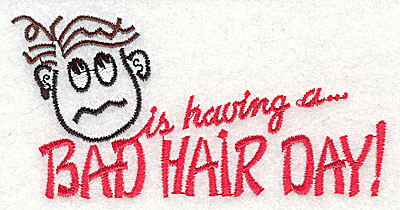 Embroidery Design: Bad Hair Day (male) 4.44w X 2.19h