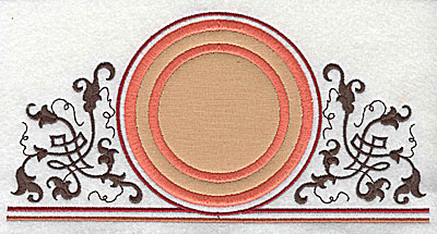 Embroidery Design: Applique circle with decorative swirls 7.81w X 3.94h