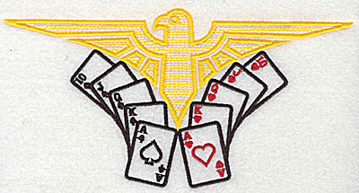 Embroidery Design: Thunderbird with cards 7.88w X 4.06h