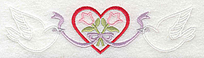Embroidery Design: Flowers in heart 6.62w X 1.69h