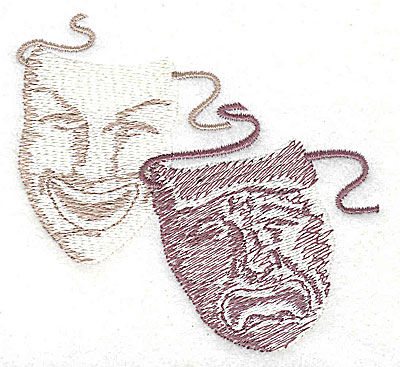 Embroidery Design: Theatre masks 3.25w X 3.06h