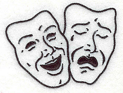 Embroidery Design: Theatre masks 3.38w X 2.56h