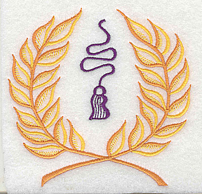 Embroidery Design: Laurel leaves with tassel 4.00w X 3.94h