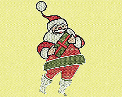 Embroidery Design: Santa with Present 2.31w X 4.38h