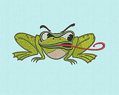 Embroidery Design: Frog with Tongue 5.31w X 2.38h