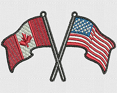 Embroidery Design: US Canadian Flags 2.94w X 1.81h