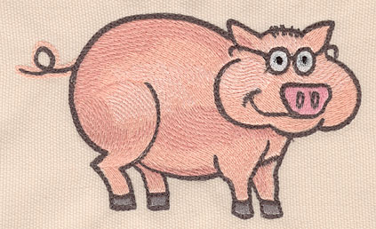 Embroidery Design: Pig large 5.48"w X 3.24"h
