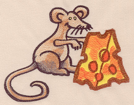 Embroidery Design: Mouse large with applique cheese5.67"w X 4.06"h