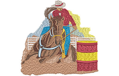 Embroidery Design: Cowgirl Barrel Roping Lg 5.87w X 5.76h