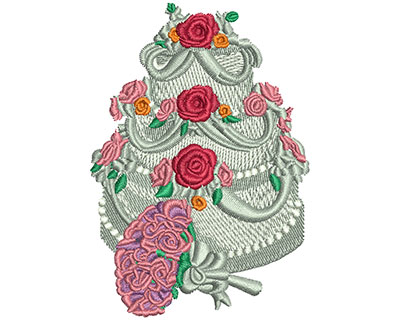 Embroidery Design: Flower and Cake Lg 3.51h X 2.45w