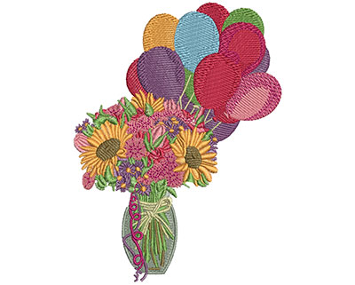 Embroidery Design: Birthday Flowers L 5.51H X 4.10W